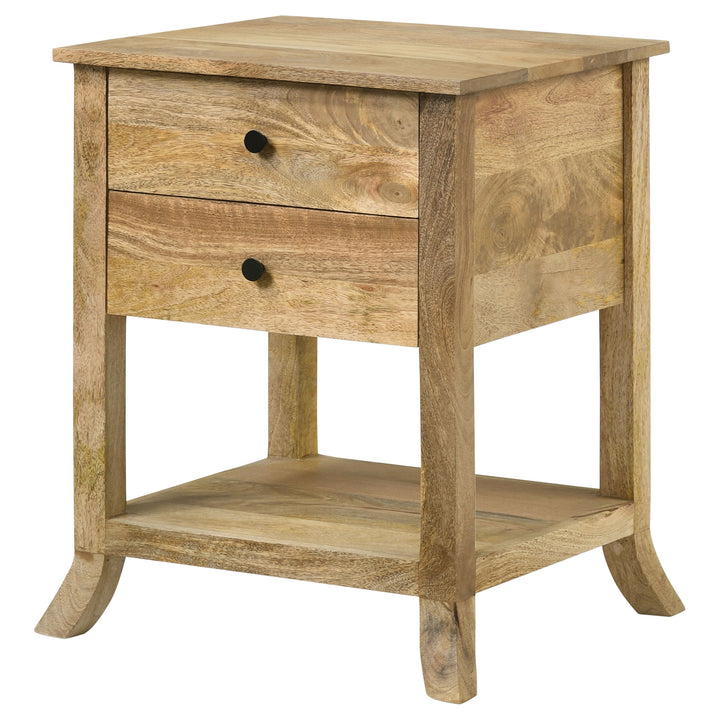 Russo 2-drawer Accent Table with Open Shelf Natural Mango