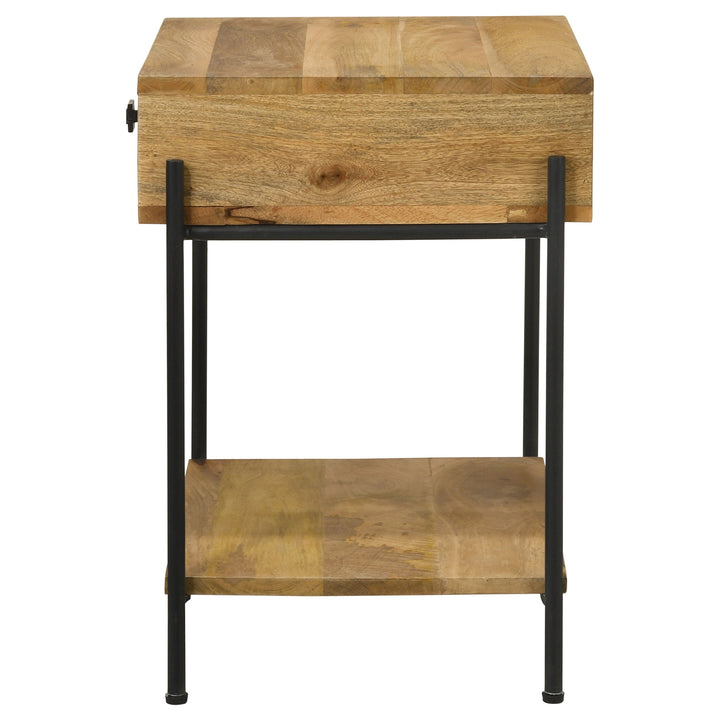 Declan 1-drawer Accent Table with Open Shelf Natural Mango and Black