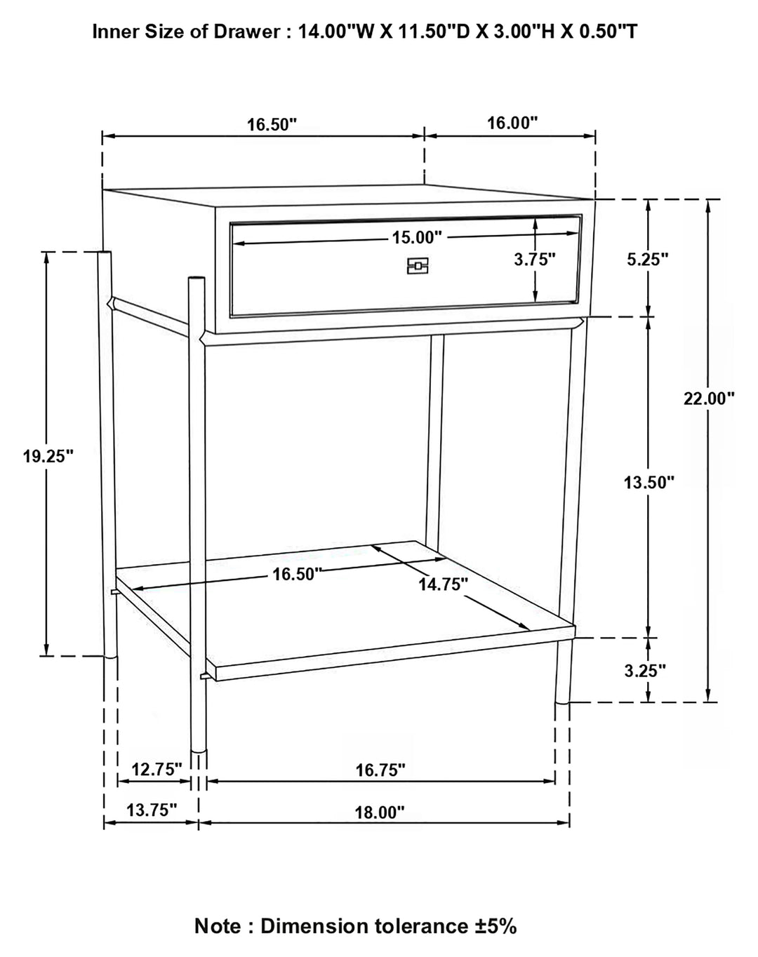 Declan 1-drawer Accent Table with Open Shelf Natural Mango and Black