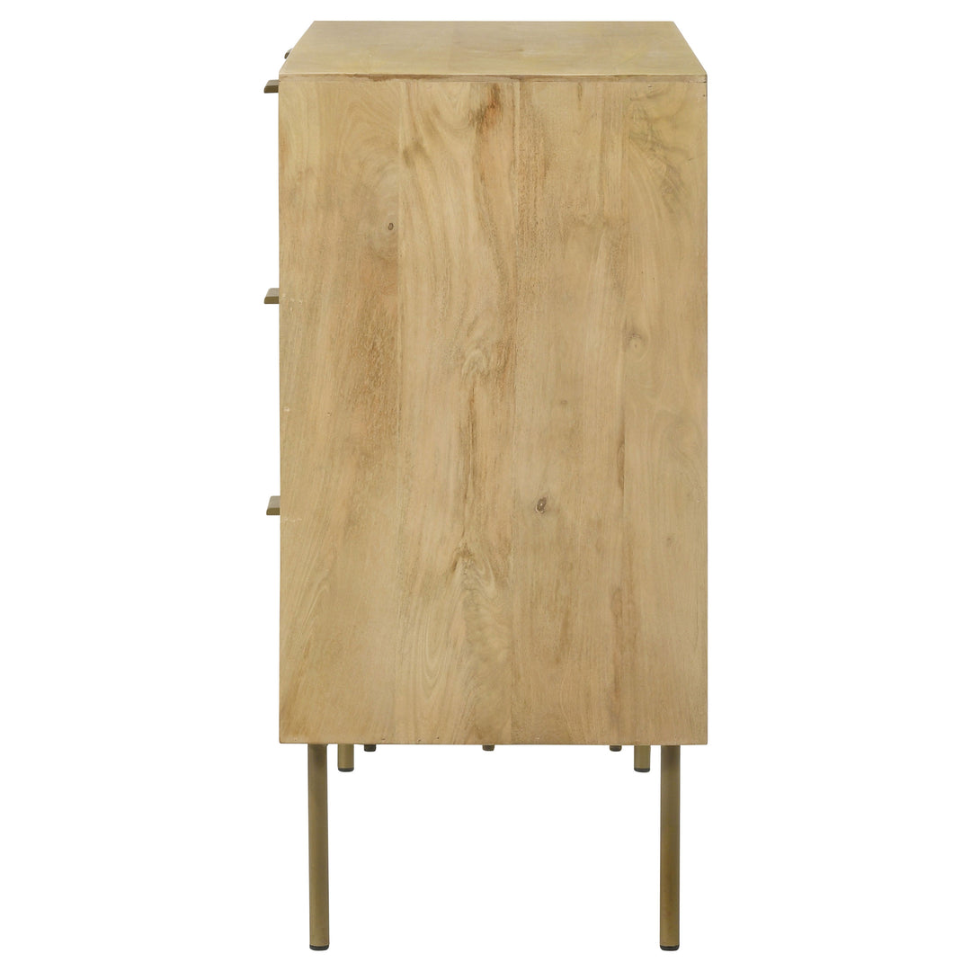 Zamora 3-drawer Accent Cabinet Natural and Antique Brass