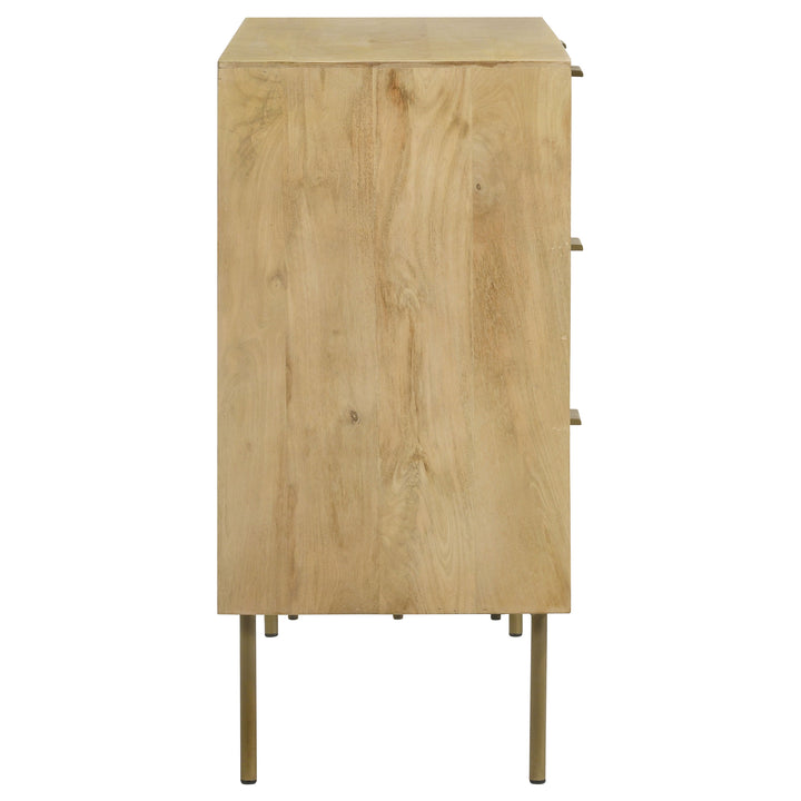 Zamora 3-drawer Accent Cabinet Natural and Antique Brass