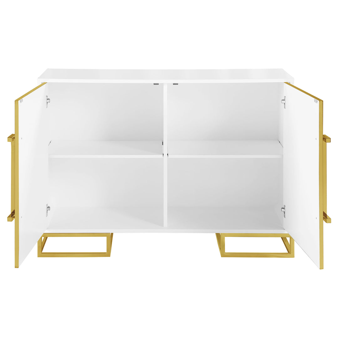 Elsa 2-door Accent Cabinet with Adjustable Shelves White and Gold