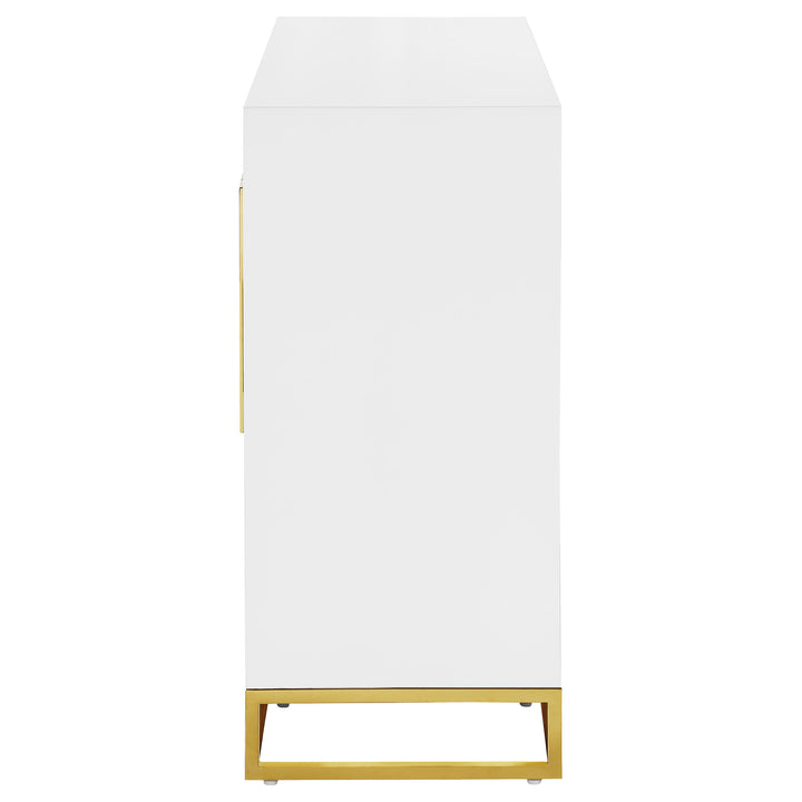 Elsa 2-door Accent Cabinet with Adjustable Shelves White and Gold