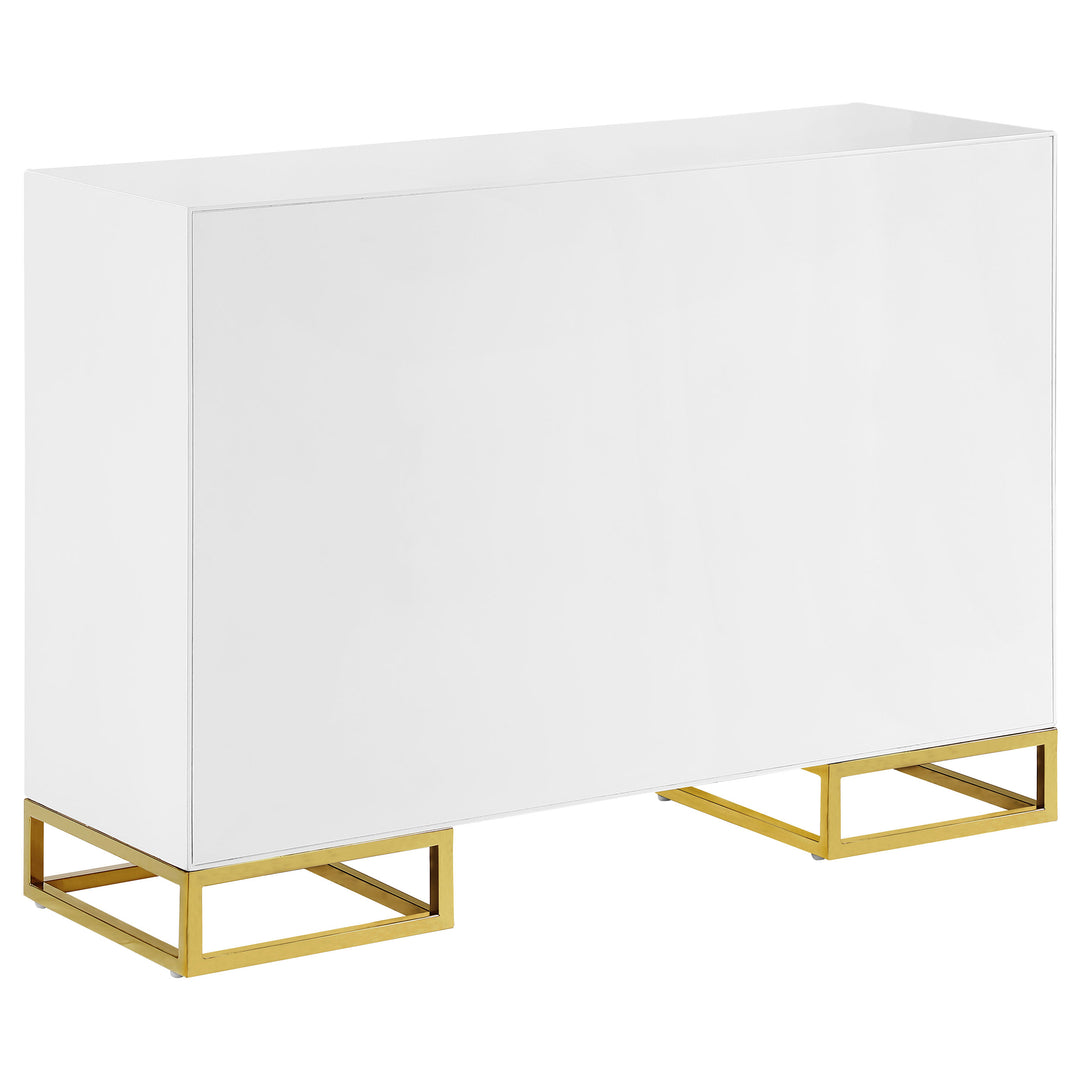 Elsa 2-door Accent Cabinet with Adjustable Shelves White and Gold