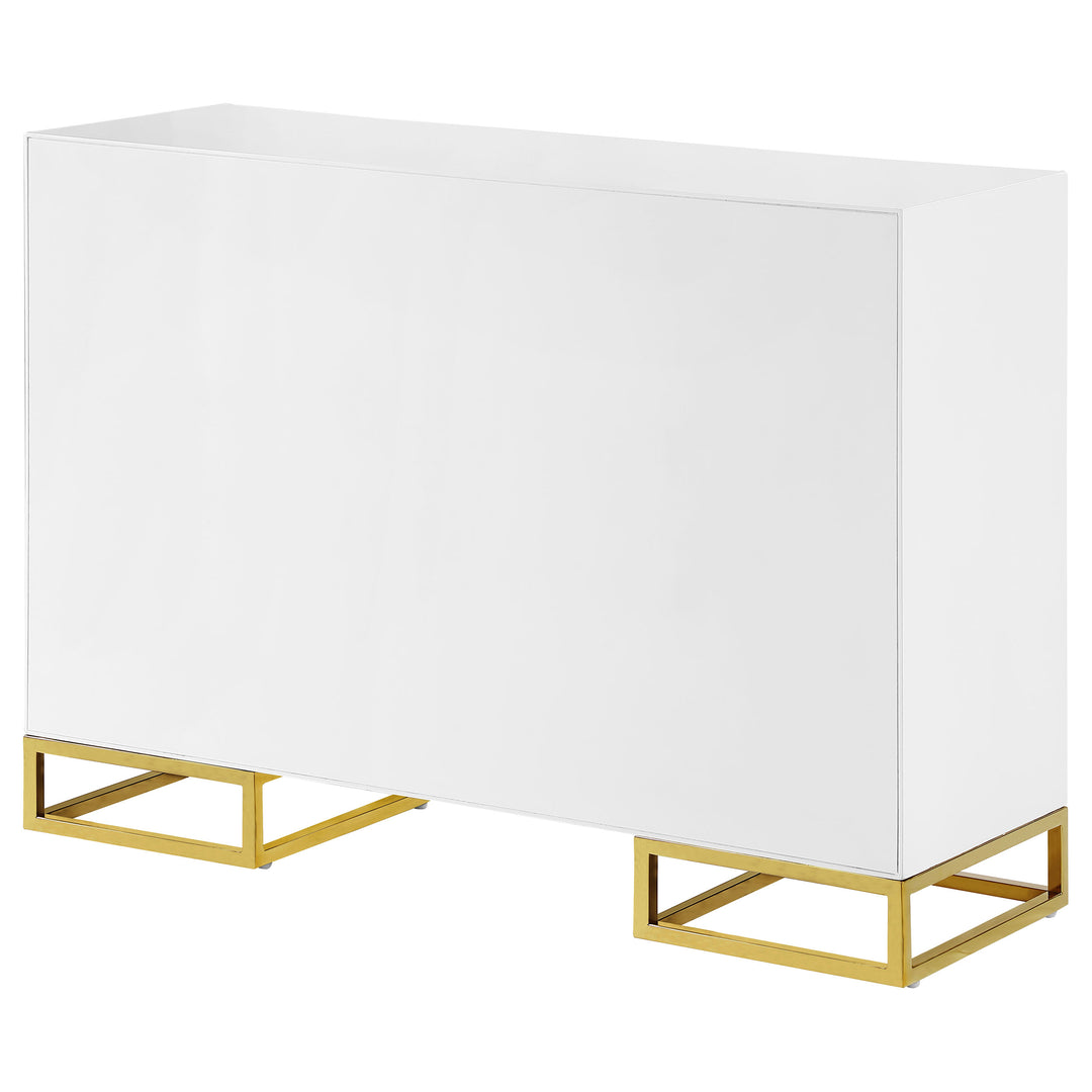 Elsa 2-door Accent Cabinet with Adjustable Shelves White and Gold