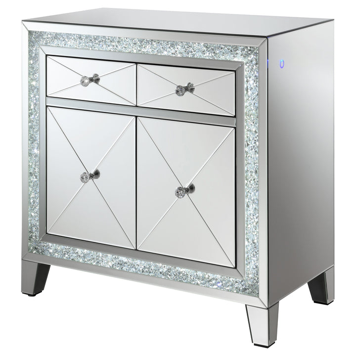 Arwen 2-drawer Accent Cabinet Clear Mirror with LED Lighting