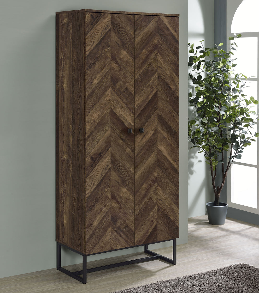 Carolyn 2-door Accent Cabinet Rustic Oak and Gunmetal