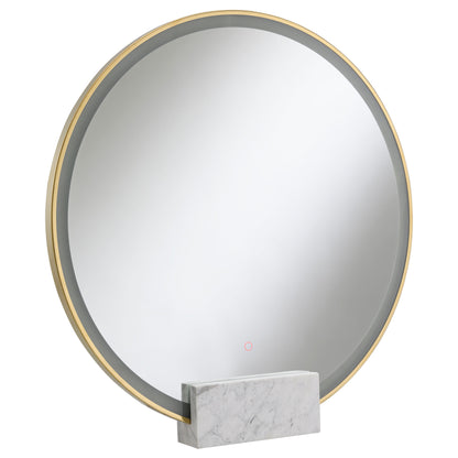 Jocelyn Round LED Vanity Mirror White Marble Base Gold