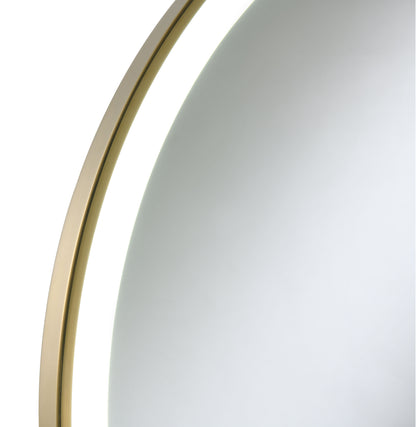 Jocelyn Round LED Vanity Mirror White Marble Base Gold