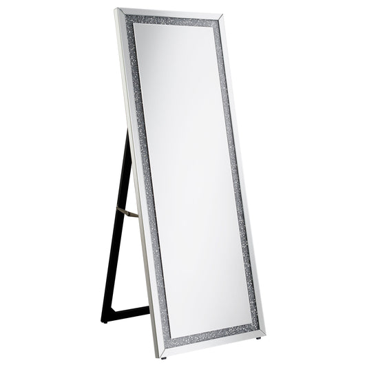 Novak Rectangular Cheval Floor Mirror Silver