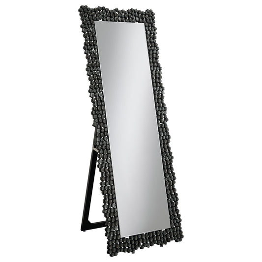 Mckay Textural Frame Cheval Floor Mirror Silver and Smoky Grey