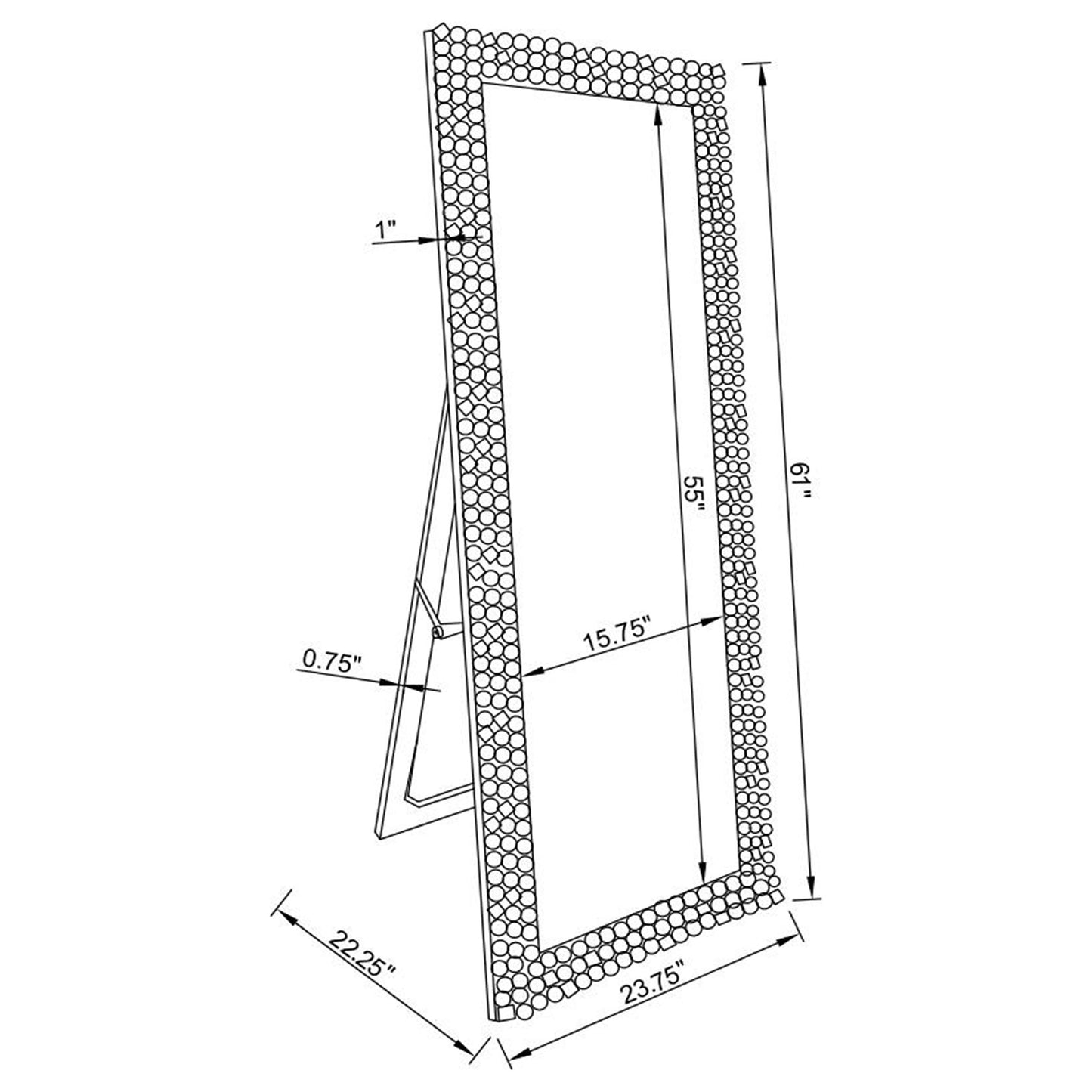 Mckay Textural Frame Cheval Floor Mirror Silver and Smoky Grey