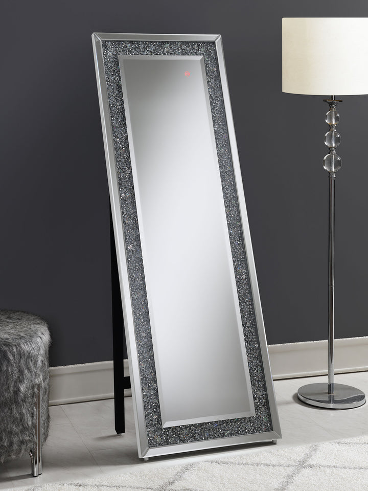 Carisi Rectangular Standing Mirror with LED Lighting Silver