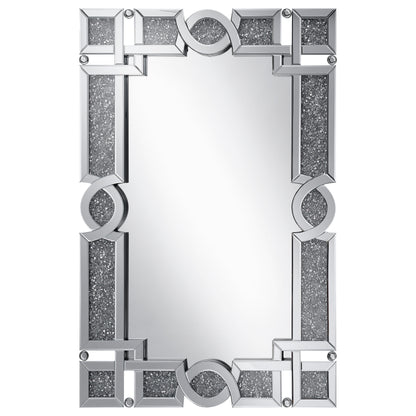 Jackie Interlocking Wall Mirror with Iridescent Panels and Beads Silver