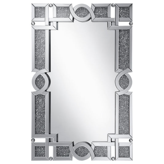 Jackie Interlocking Wall Mirror with Iridescent Panels and Beads Silver