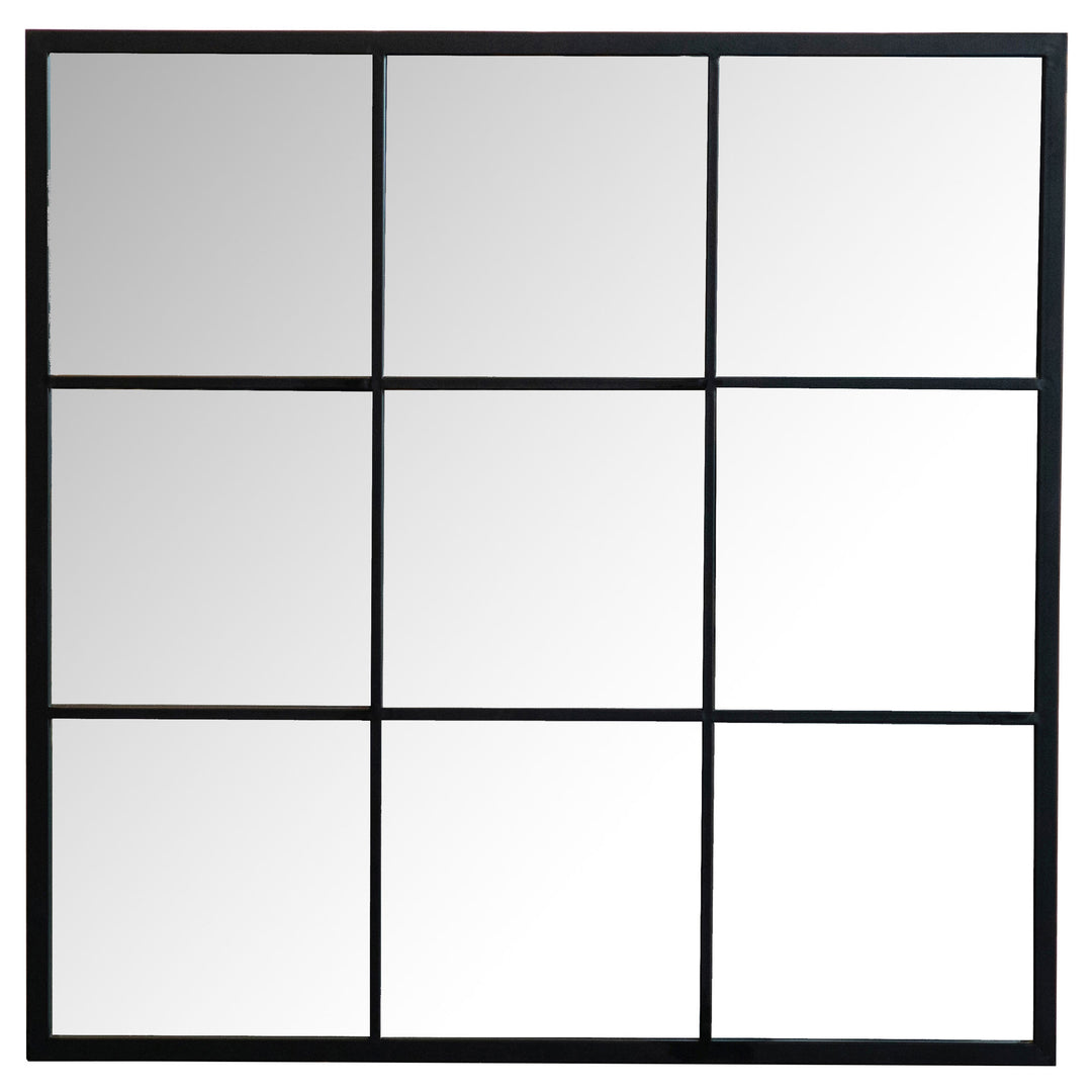 Quetzal Square Window Pane Wall Mirror Black