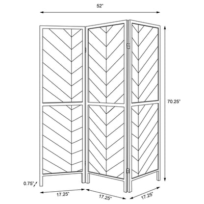 Marlene Herringbone Pattern 3-panel Screen Rustic Tobacco and Black