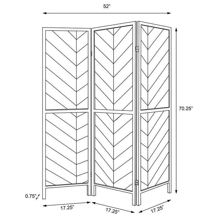 Marlene Herringbone Pattern 3-panel Screen Rustic Tobacco and Black