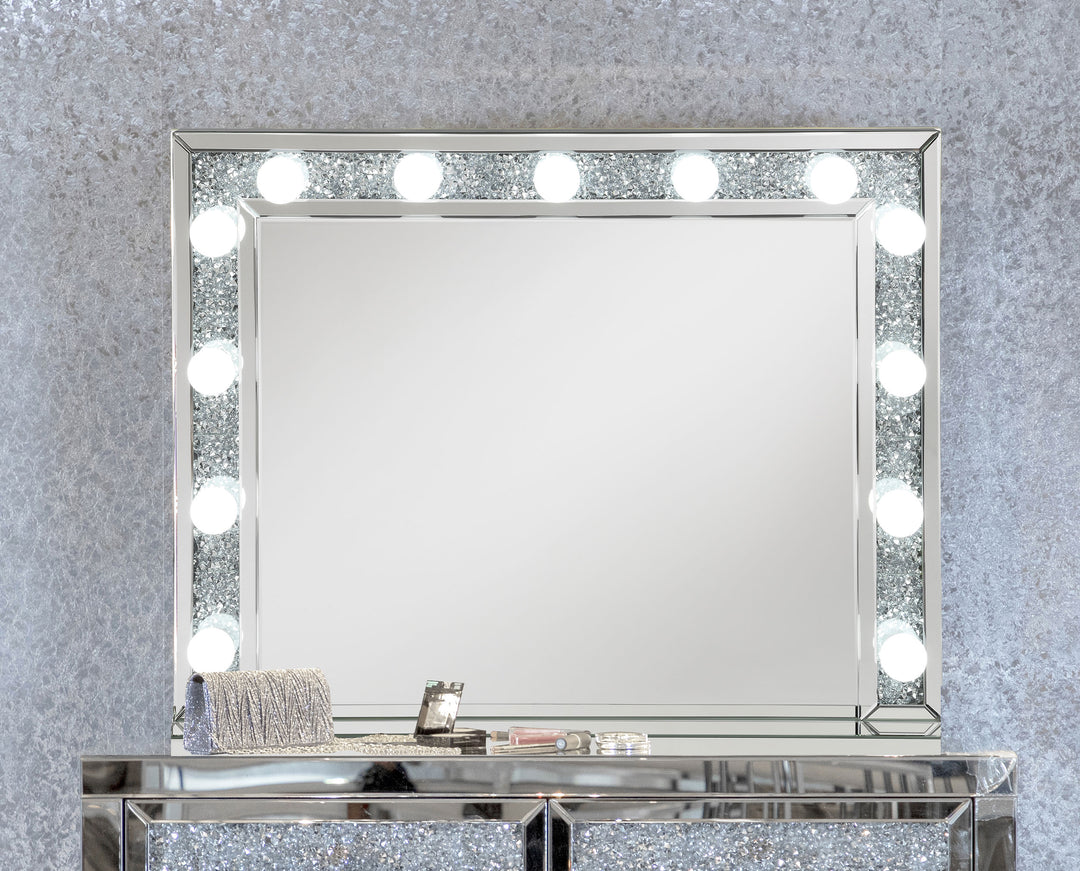 Wilmer Rectangular Table Vanity Mirror with Lighting Silver