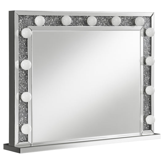 Wilmer Rectangular Table Vanity Mirror with Lighting Silver