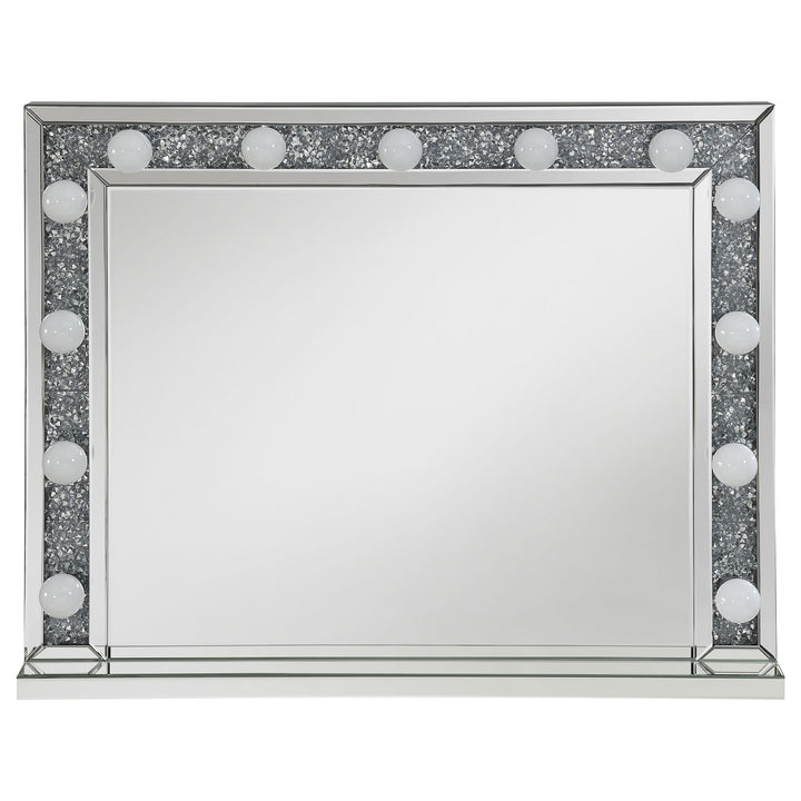 Wilmer Rectangular Table Vanity Mirror with Lighting Silver