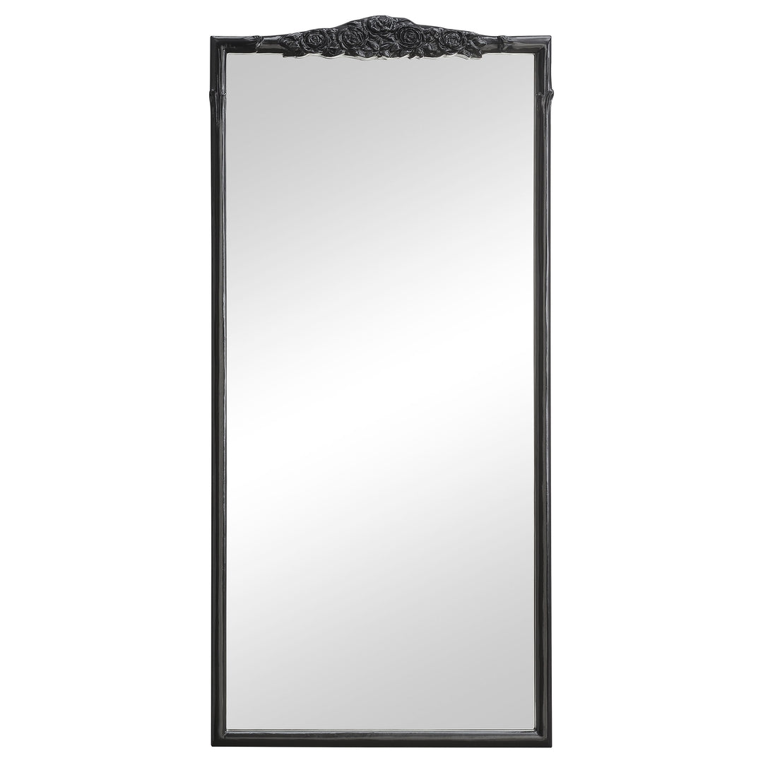 Sylvie French Provincial Rectangular Floor Mirror Black