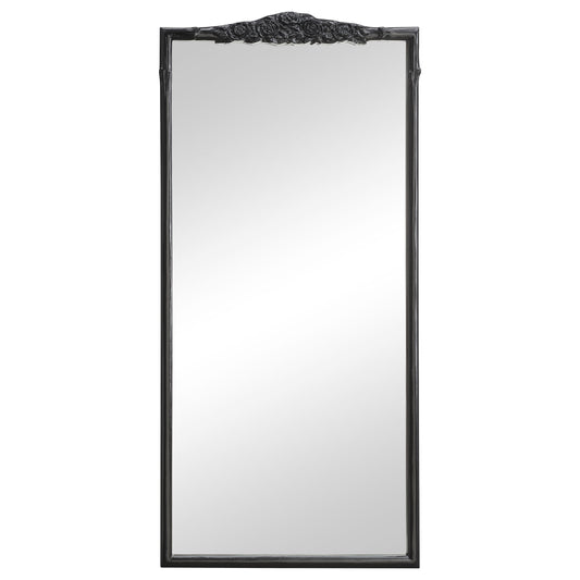 Sylvie French Provincial Rectangular Floor Mirror Black