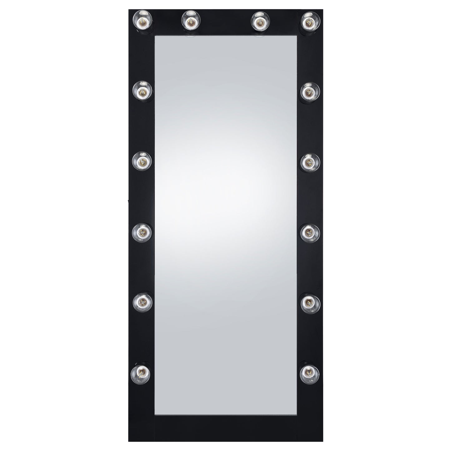 Zayan Full Length Floor Mirror With Lighting Black High Gloss