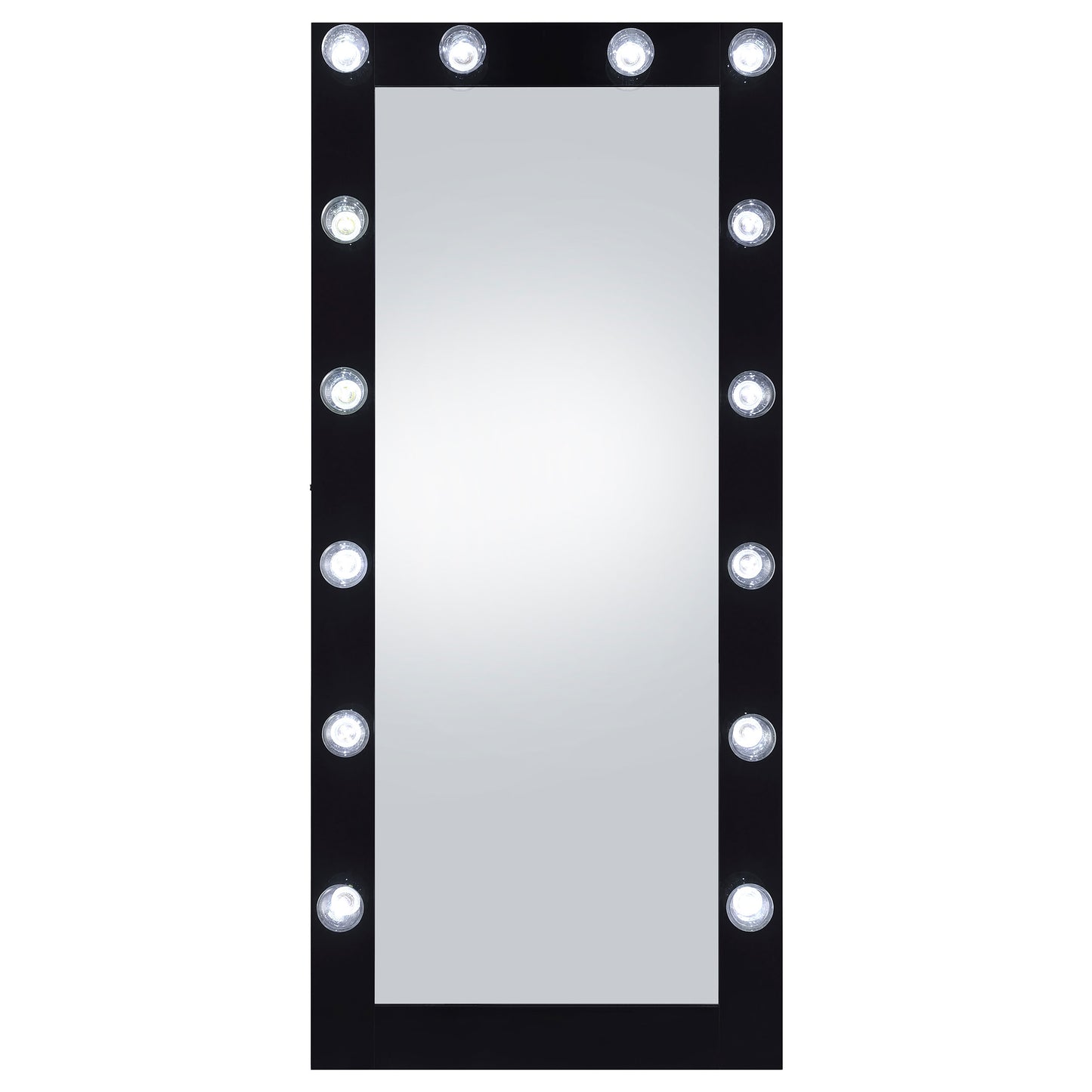 Zayan Full Length Floor Mirror With Lighting Black High Gloss