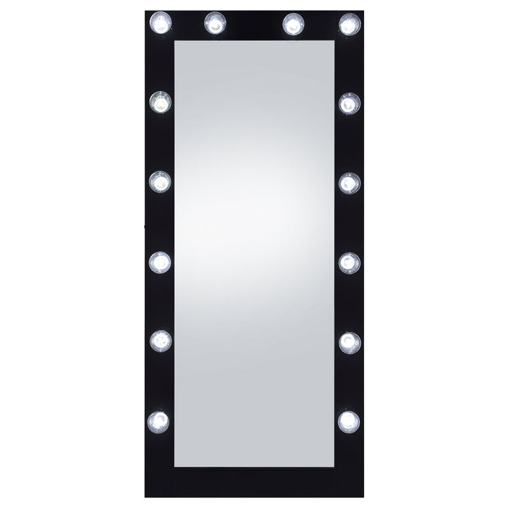 Zayan Full Length Floor Mirror With Lighting Black High Gloss