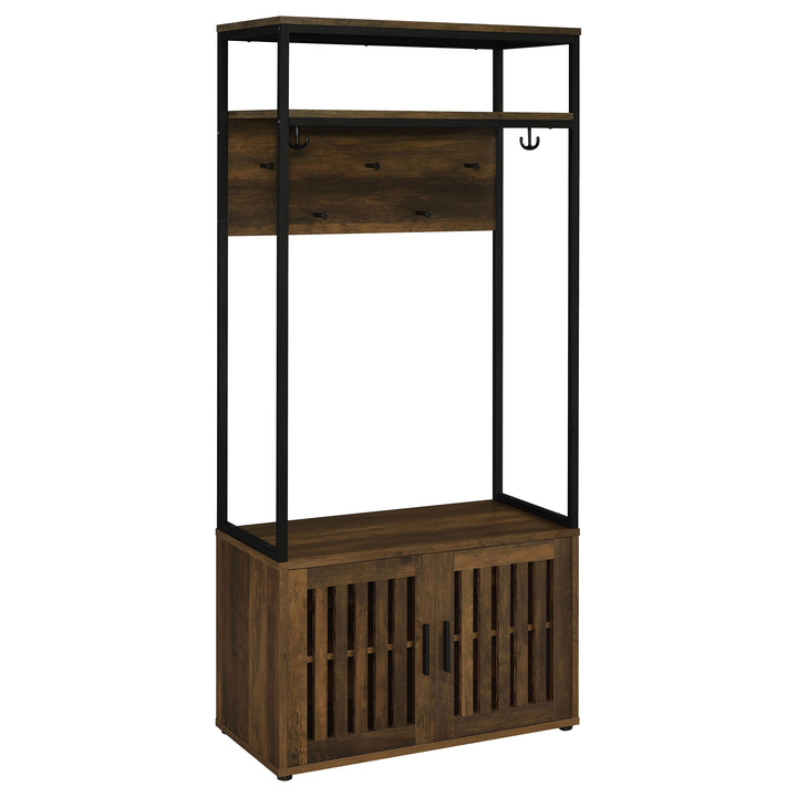 Quincy 2-door Engineered Wood Hall Tree Dark Pine and Black