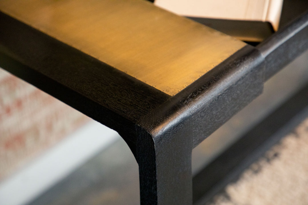 Purston Writing Desk with Hidden Storage Black and Brass