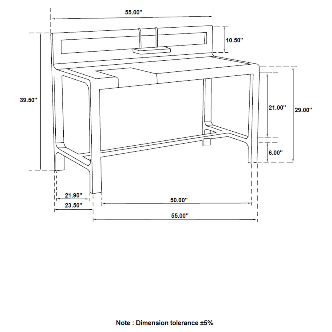 Purston Writing Desk with Hidden Storage Black and Brass