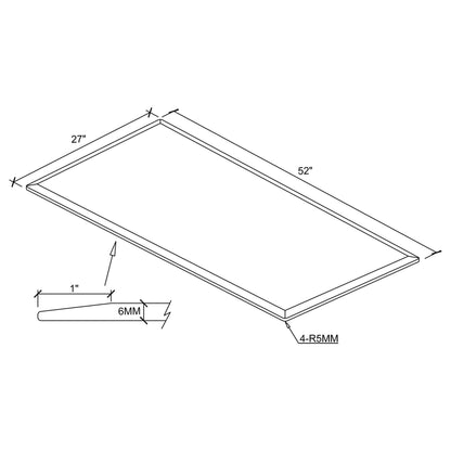 52x27" 6mm Rectangular Glass Top Clear