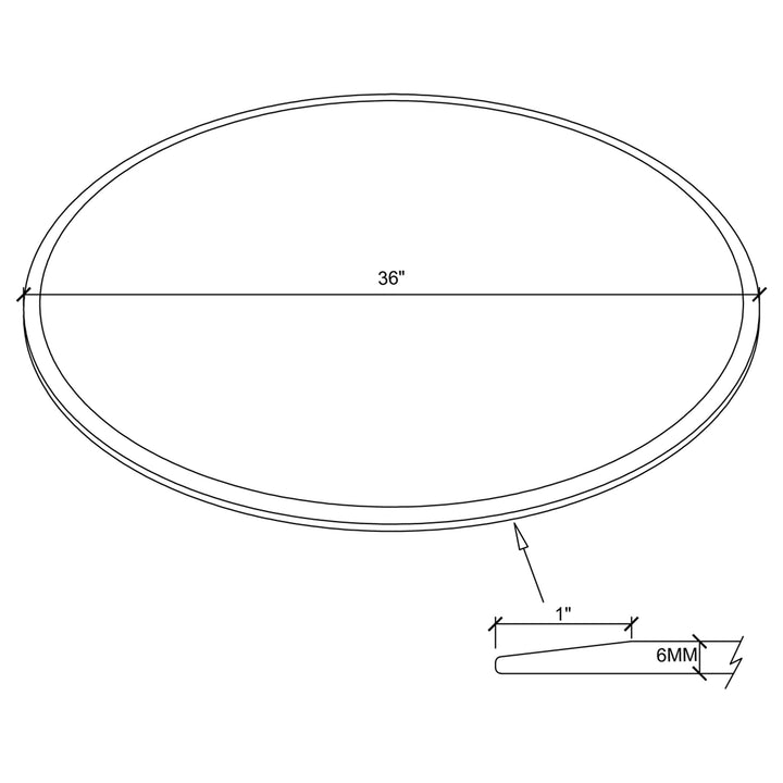 36" 6mm Round Glass Top Clear