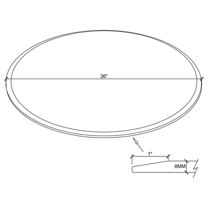 36" 8mm Round Glass Top Clear