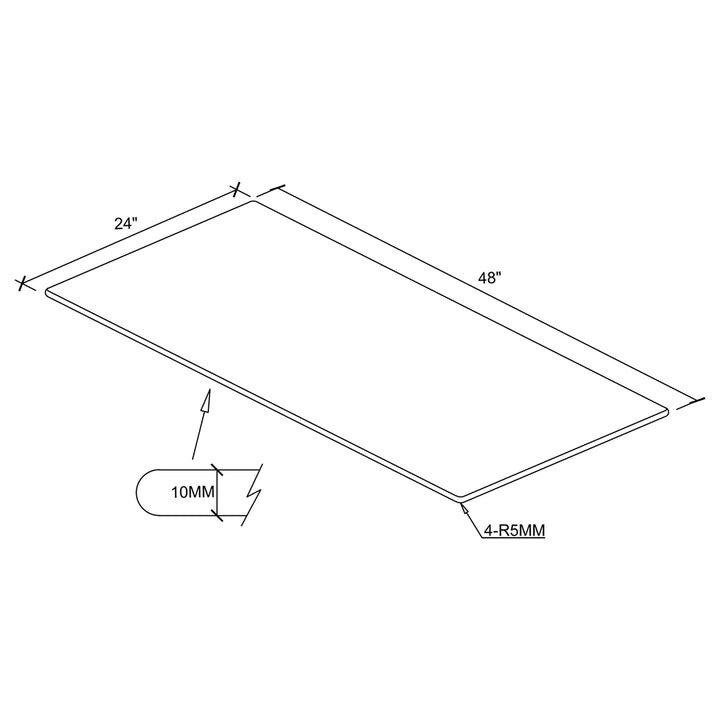 48x24" 10mm Rectangular Glass Top Clear