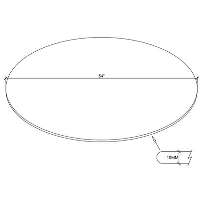 54" 10mm Round Glass Table Top Clear