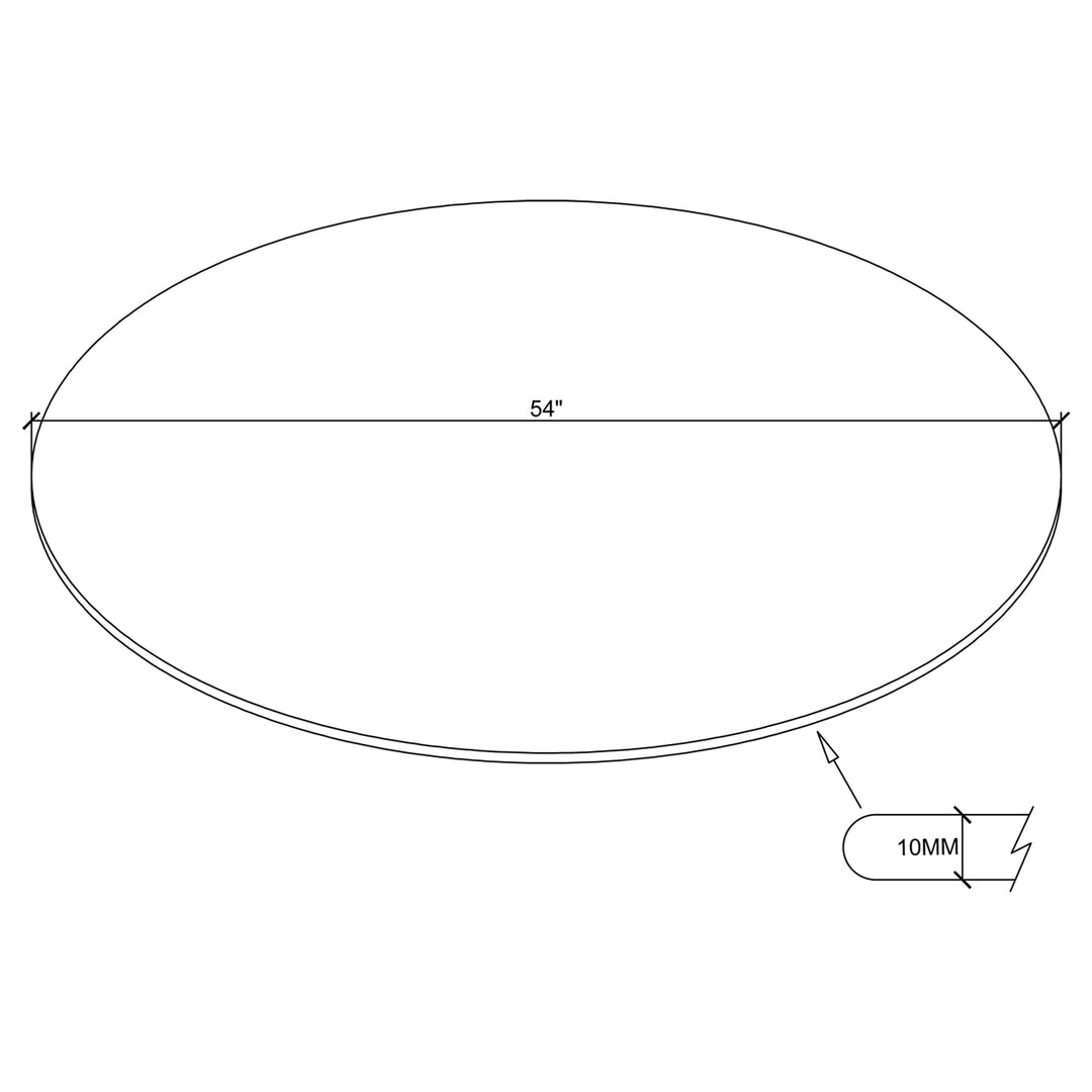 54" 10mm Round Glass Table Top Clear