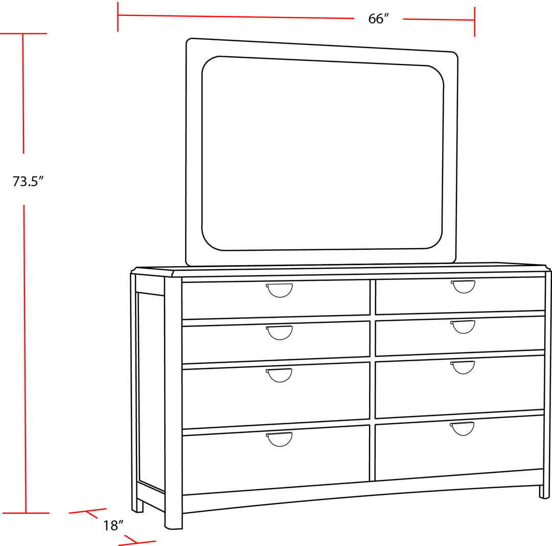 House Escape - Bedroom 8 Drawer Dresser and Mirror