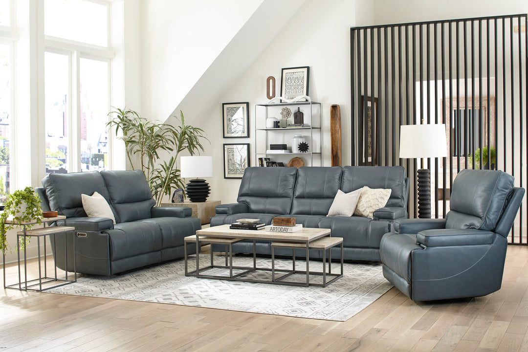 Parker Living Whitman - Verona Azure - Powered By Freemotion Power Reclining Sofa Loveseat and Recliner