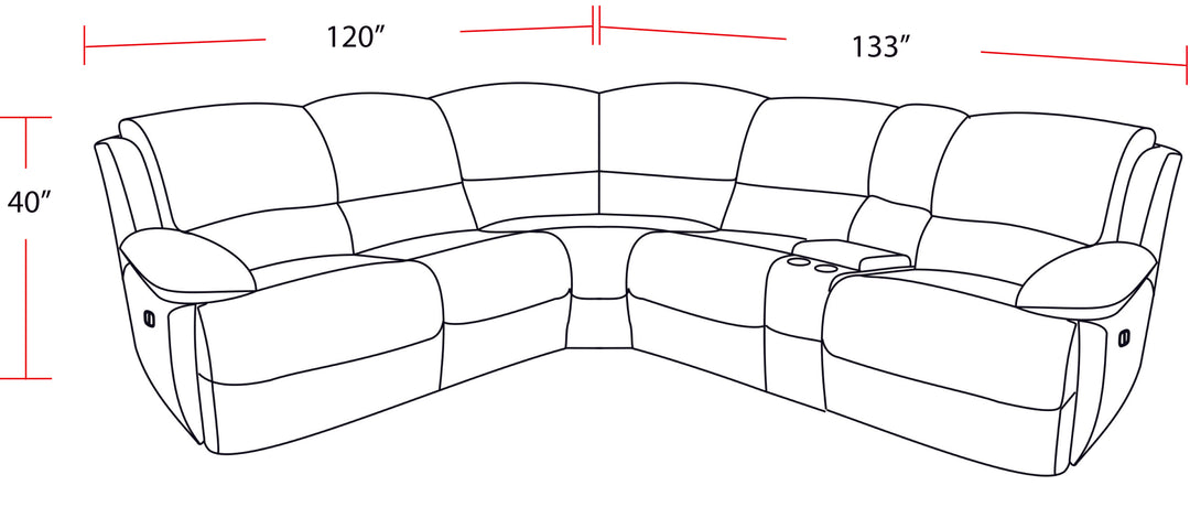 Living Spartacus - Haze 6 Piece Modular Power Reclining Sectional with Power Adjustable Headrests