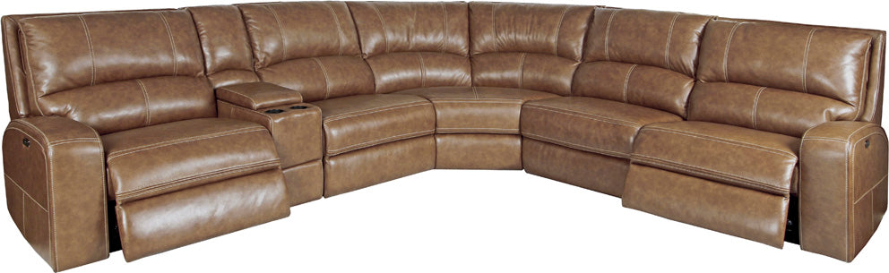 Living Swift - Bourbon 6 Piece Modular Power Reclining Sectional with Power Adjustable Headrests