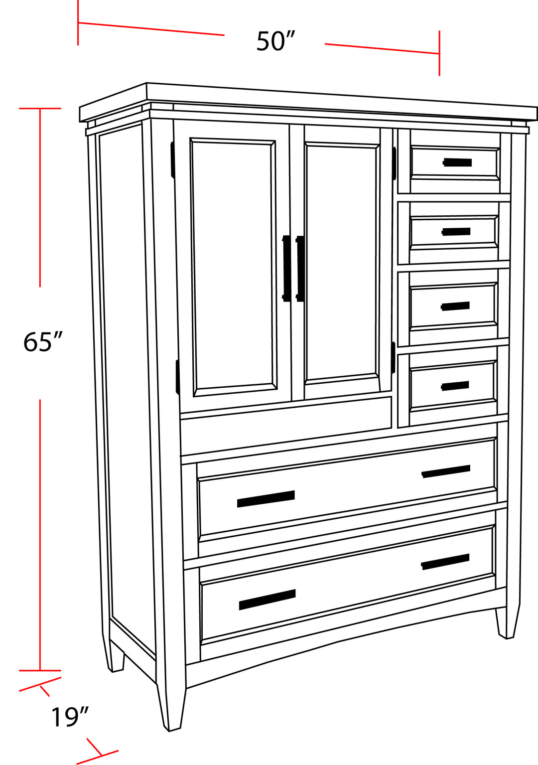 House Americana Modern Bedroom 7 Drawer Door Chest with Workstation