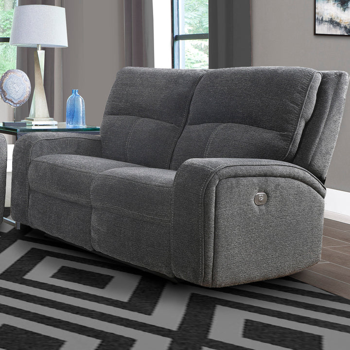 Living Polaris - Bizmark Grey Power Reclining Loveseat