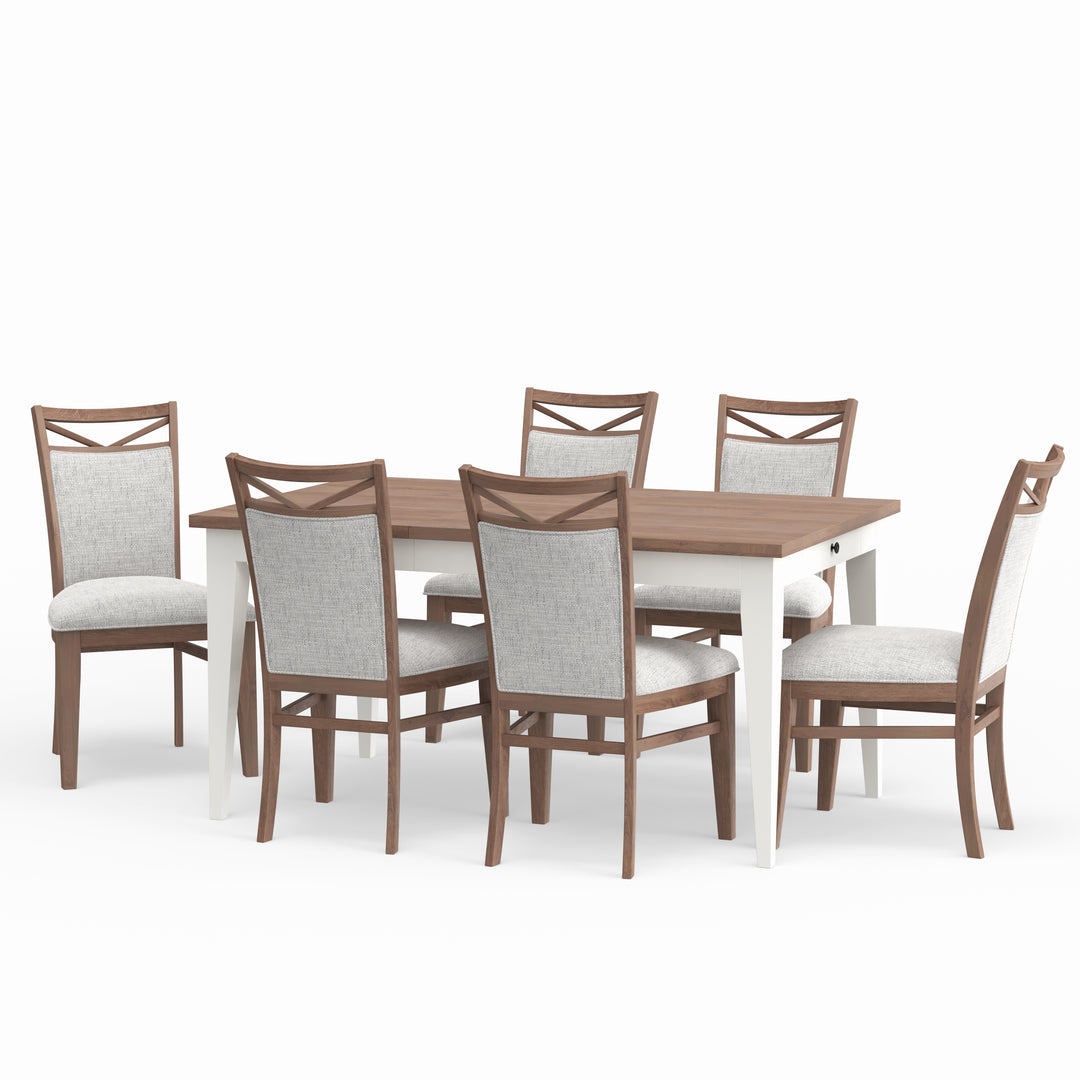 Parker House Americana Modern Dining Rectangular Extendable Dining Table with 6 Upholstered Dining Chairs