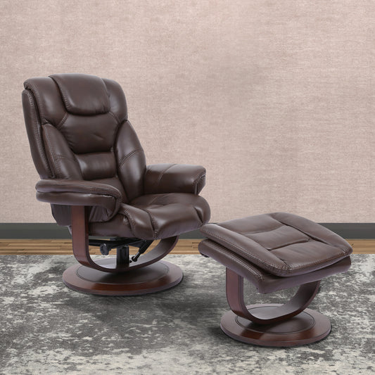 Living Monarch - Robust Manual Reclining Swivel Chair and Ottoman