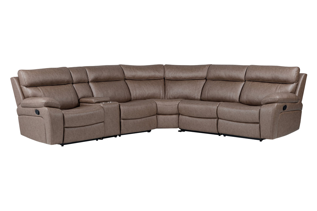 Parker Living Theon - Stokes Toffee 6 Piece Modular Manual Reclining Sectional and Entertainment Console