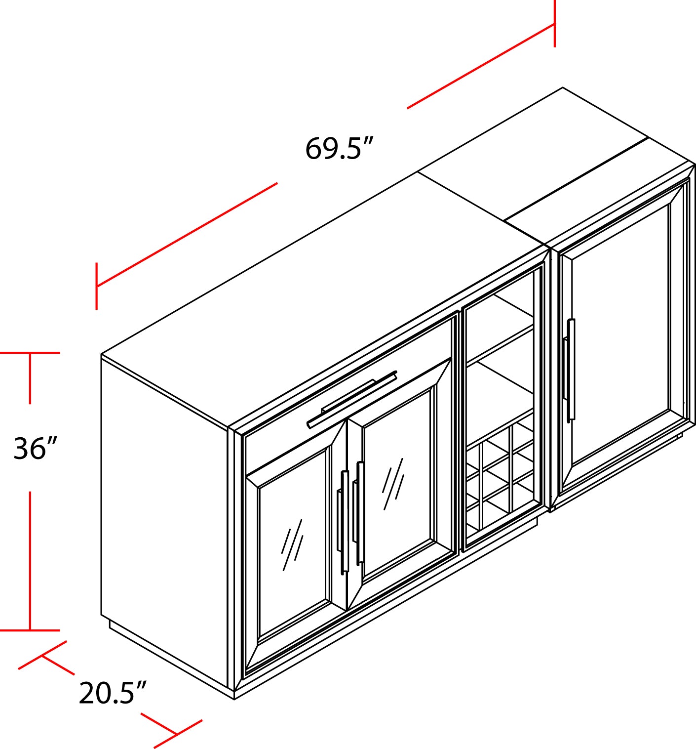 House Pure Modern Dining Multi-Functional Server with Bar Cabinet