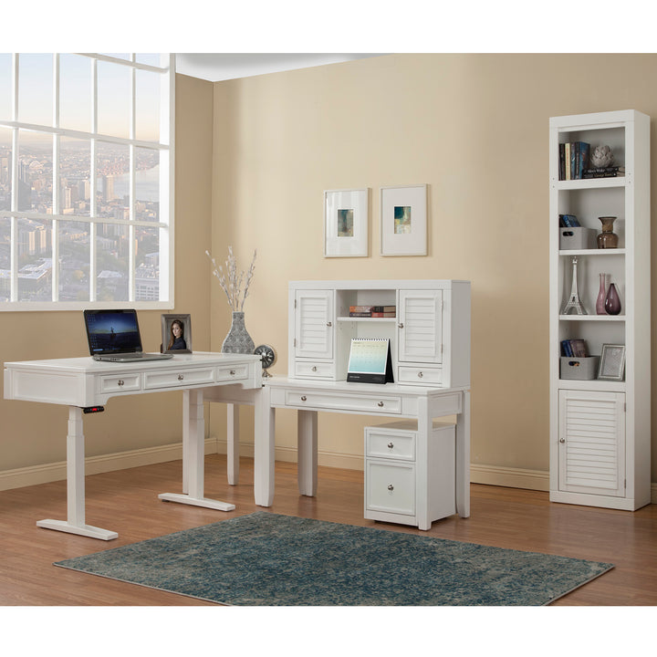 House Boca Power Lift L Desk with Hutch File and Bookcase